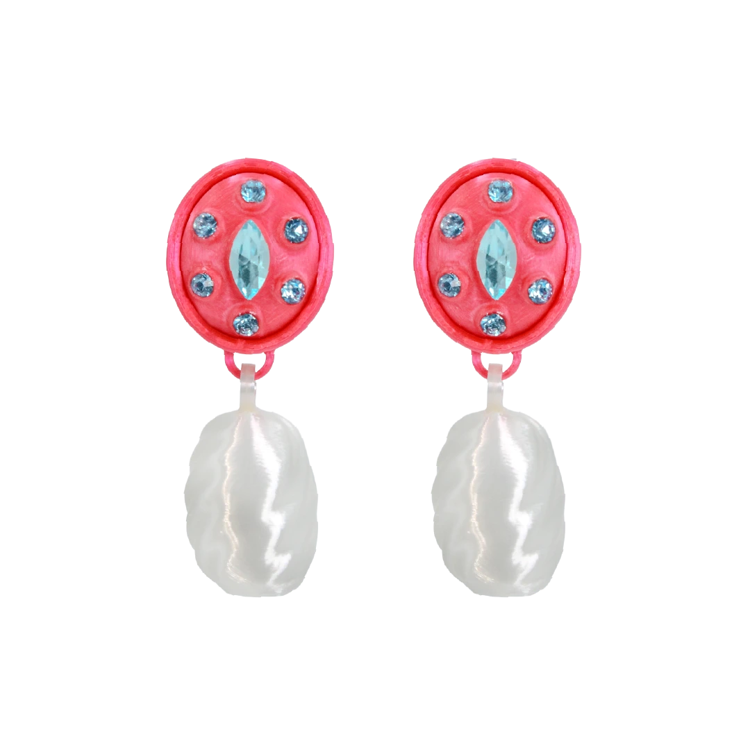 ARETES DE MORITA CON DIJE DE PERLA