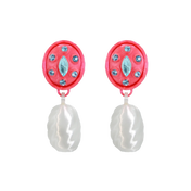 ARETES DE MORITA CON DIJE DE PERLA